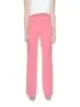 Pinke, hochtaillierte, gerade geschnittene Hose