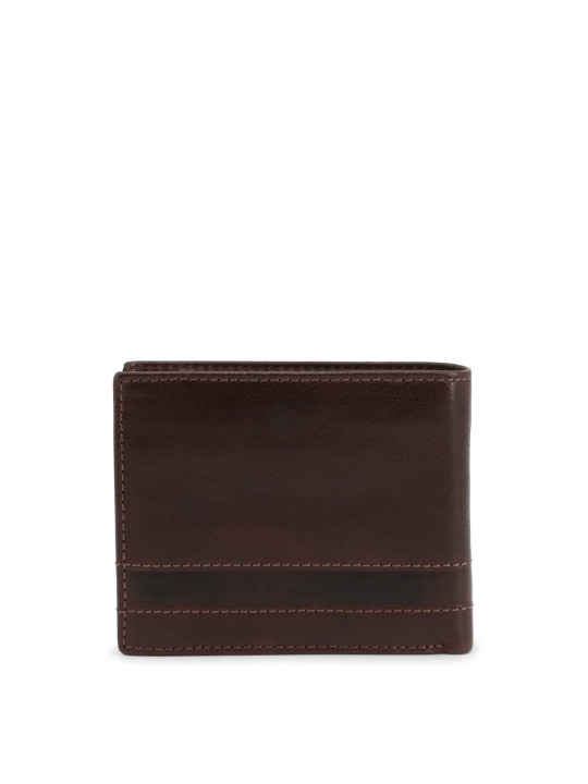 Dunkelbraunes Lederbrieftasche mit Nähten