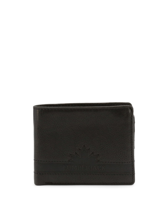 Schwarzes Leder-Trifold mit Ahornblatt