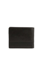 Schwarzes Lederbifold-Portemonnaie mit Druckknopf