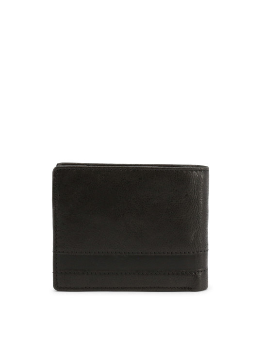 Schwarzes Lederbifold-Portemonnaie mit Druckknopf