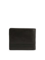Schwarzes Lederbifold-Portemonnaie mit Druckknopf