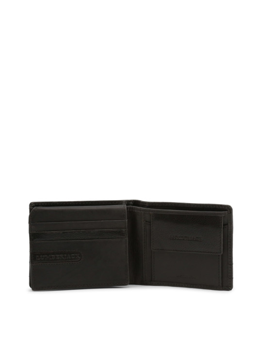 Schwarzes Lederbrieftasche mit mehreren Fächern
