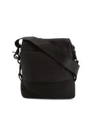 Schwarze Nylon Schultertasche mit Klappe