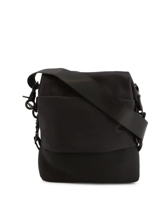 Schwarze Nylon Schultertasche mit Klappe