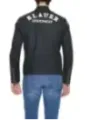 Schwarze Blauer Satinjacke mit Reißverschluss