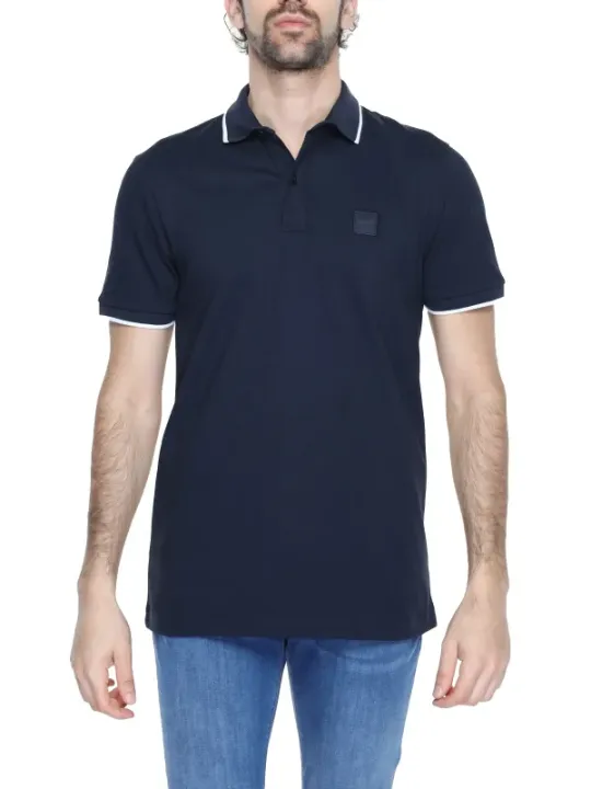Marineblaues Boss Piqué-Poloshirt
