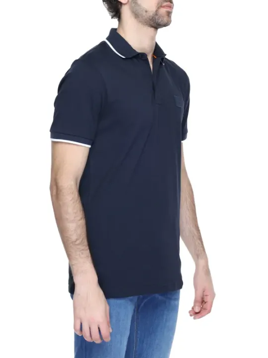 Dunkelblaues Piqué-Poloshirt mit Knopfleiste