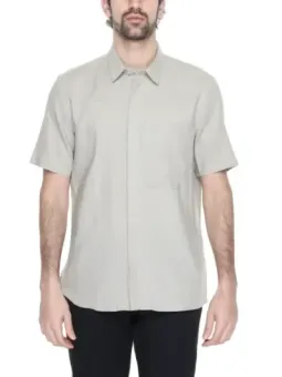 Leichtgraues Baumwollhemd mit Knopfleiste