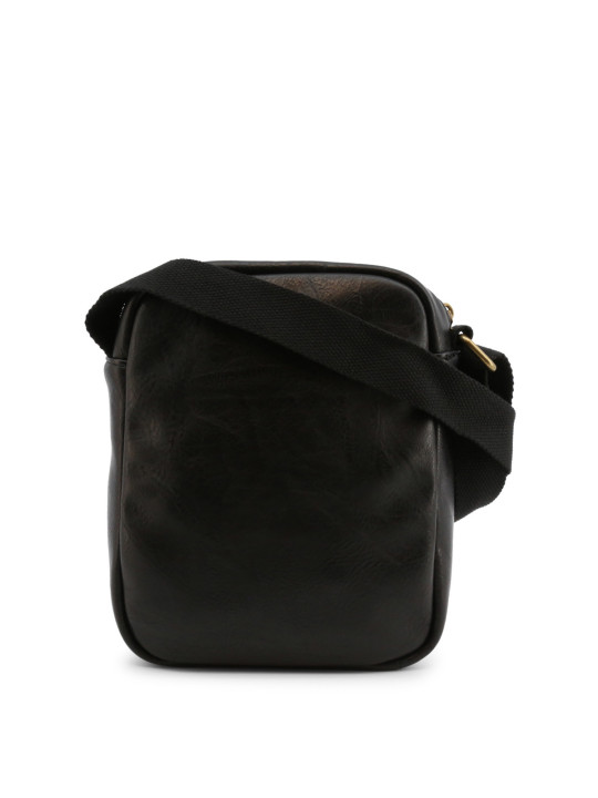Schwarze Leder Schultertasche Lumberjack JACKAL
