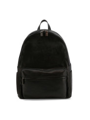 Schwarzes Leder Rucksack mit Reißverschluss