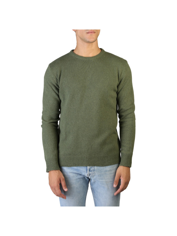 Grüner Kaschmir Pullover gerippter Kragen Grüner Kaschmir Pullover gerippter Kragen
