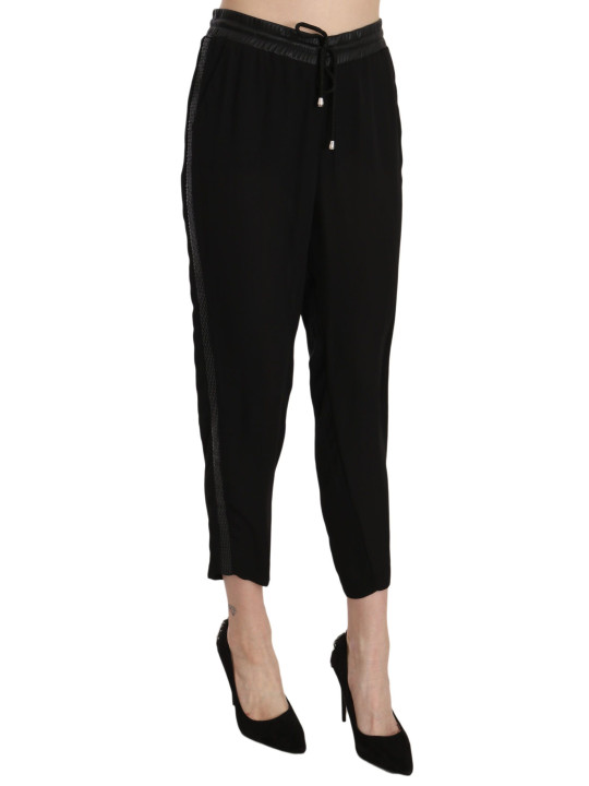 Jeans & Pants Chic High Waist Cropped Pants in Elegant Black 180,00 € 8058301881073 | Planet-Deluxe