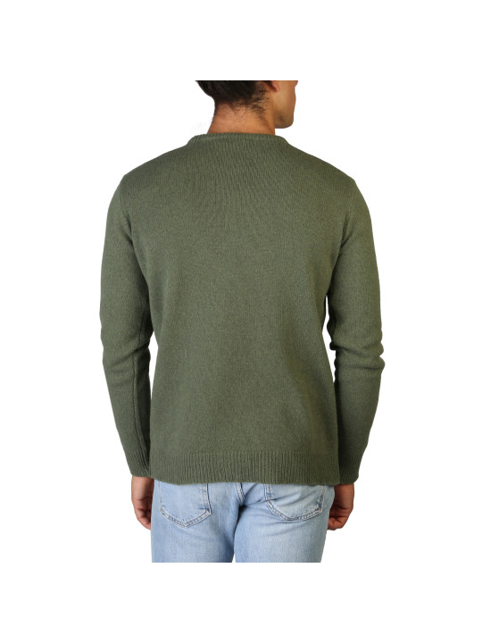 Grüner Kaschmir C-Neck Pullover Herren