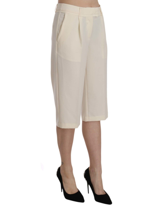 Jeans & Pants Elegant Straight Cropped Pants in Cream 180,00 € 7333413030238 | Planet-Deluxe