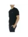 Schwarzes Baumwoll-T-Shirt mit Vogel-Logo