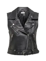 Schwarze Leder Bikerjacke mit Details