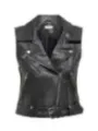 Schwarze Leder Bikerjacke mit Details