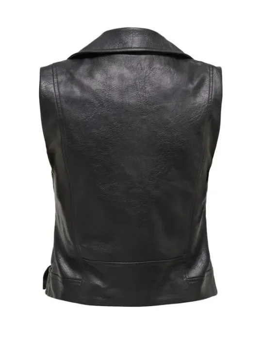Schwarze Lederjacke Rückseite Detailansicht