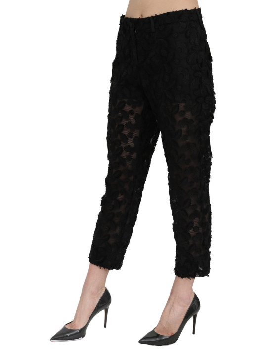 Jeans & Pants Elegant Straight Cropped Lace Trousers 1.660,00 € 8059226177739 | Planet-Deluxe