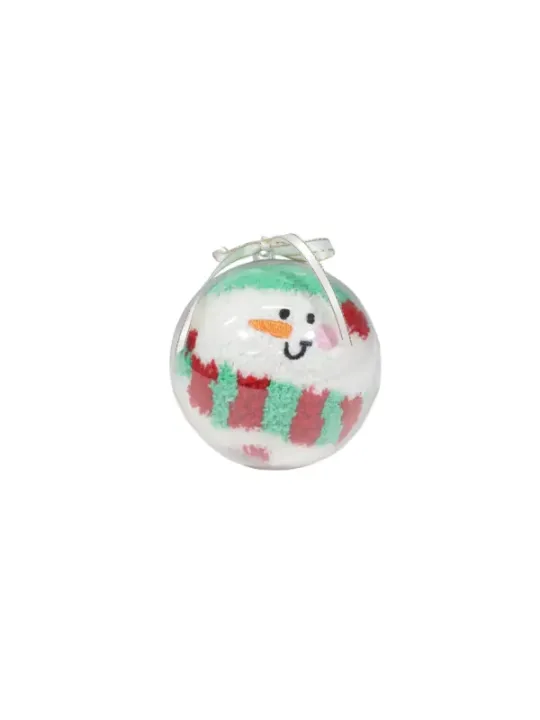 Schneemann Glasornament mit Schleife