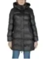 Schwarze, gepolsterte Daunenjacke mit Kapuze
