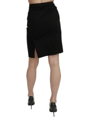 Skirts Chic High Waist Black Linen Skirt 330,00 € 8058301886108 | Planet-Deluxe