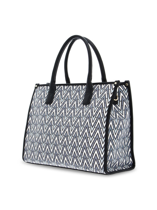 Schwarze Canvas-Tasche mit Chevron-Muster