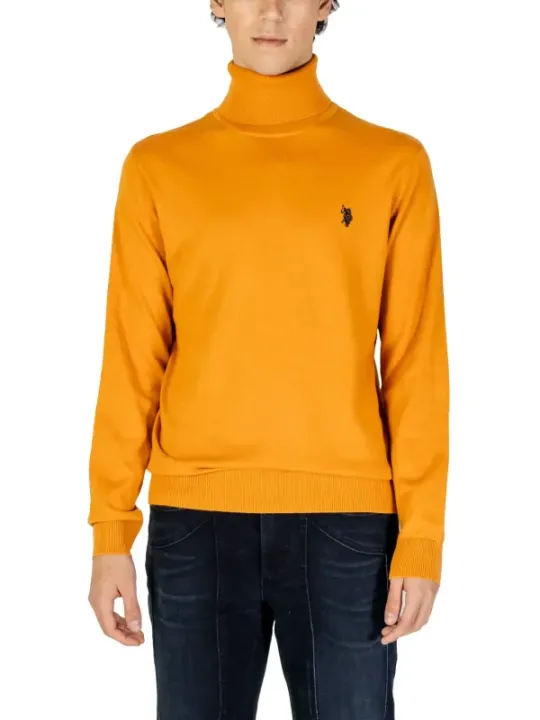 Goldener Strickpullover mit Logo