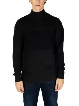 Schwarzer gerippter Calvin Klein Pullover