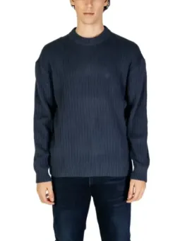 Dunkelblauer gerippter Calvin Klein Pullover