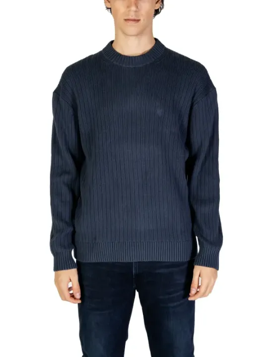 Dunkelblauer gerippter Calvin Klein Pullover
