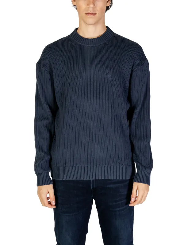 Dunkelblauer gerippter Calvin Klein Pullover