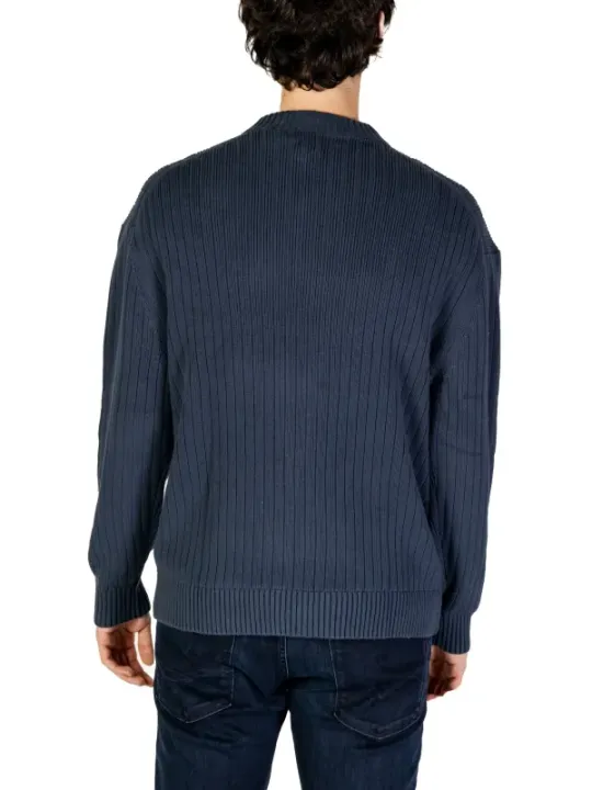 Dunkelblauer gerippter Calvin Klein Pullover