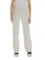 Cremefarbene, hochtaillierte Damenweite Hosen