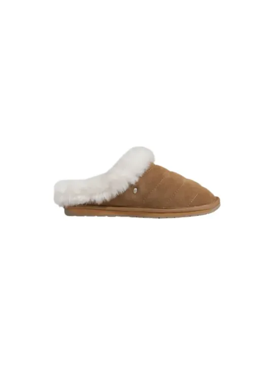 Tan Wildleder gesteppte Clogs Slipper