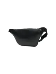 Schwarze Lederbauchtasche minimalistisches Design