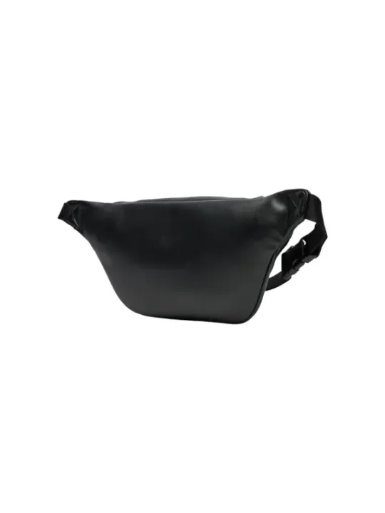 Schwarze Lederbauchtasche minimalistisches Design