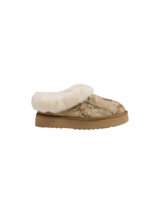 Beige Loafers mit Pelzbesatz Alviero Martini