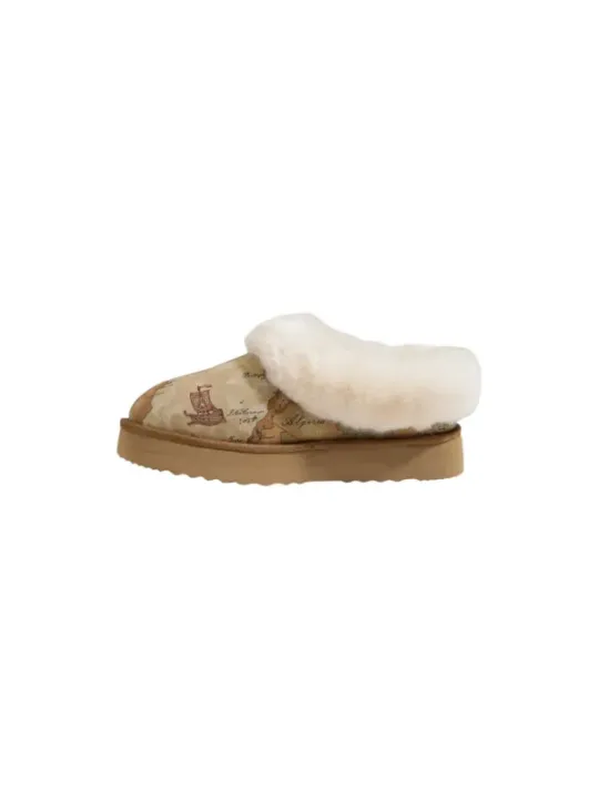 Beige Hausschuhe mit Stuhl-Muster