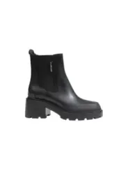 Schwarze Leder Chelsea Plateau Stiefel