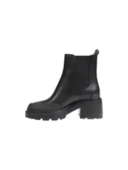 Schwarze Leder Chelsea Plateau Stiefel
