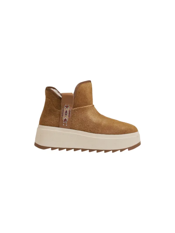 Tan Wildleder High-Top Strassstiefel Tan Wildleder High-Top Strassstiefel