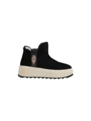 Schwarze Stiefelette mit Pelz und Nieten