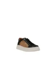 Schwarze Leder Sneaker mit weißer Sohle