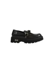 Schwarzer Leder-Loafer mit Kette