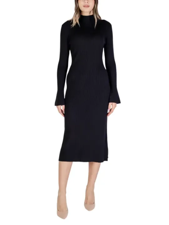 Schwarzes Strick-Midi-Kleid Sandro Ferrone
