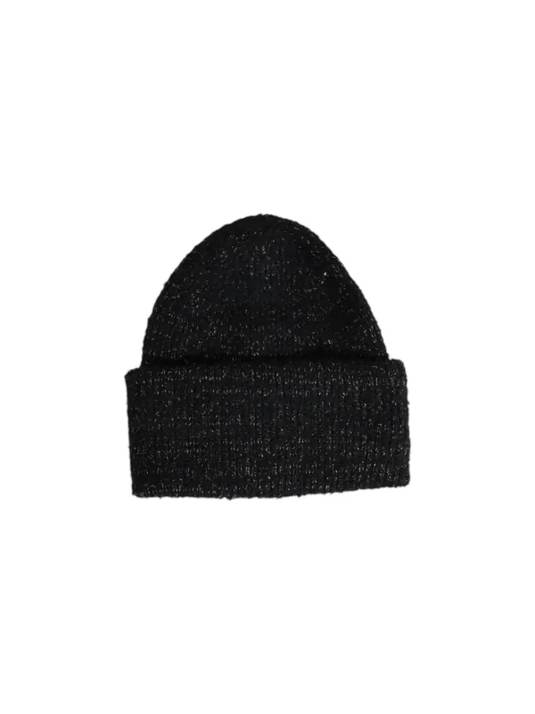 Schwarze Strickmütze gefalteter Rand Schwarze Strickmütze gefalteter Rand