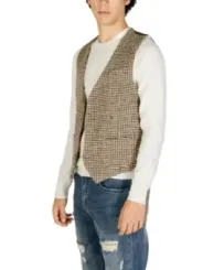 Braunes Tweed Weste mit Zähnmuster