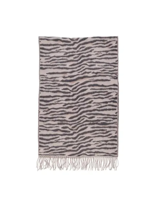 Beige Seidenschal mit braunen Streifen